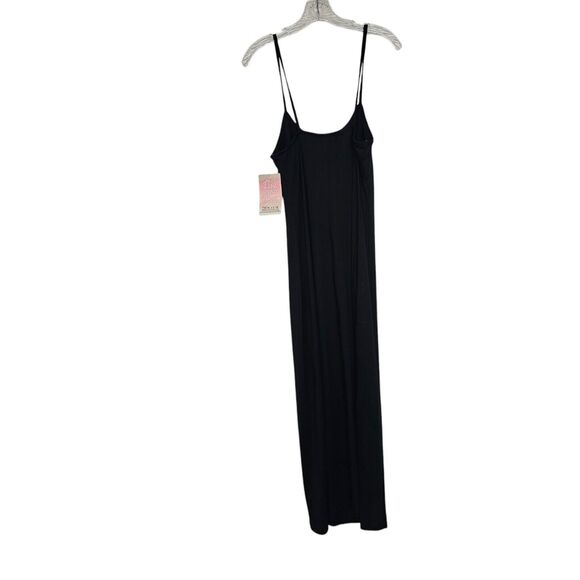 Miken Swim Fringe Maxi Dress Size M Swim Coverup Beach Black Grunge Goth Bodycon - Picture 3 of 6